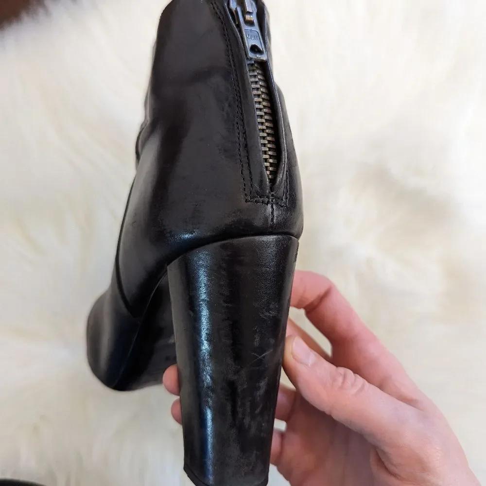 J. Crew Rory Collection Ankle Boots Black Leather Heeled Booties 7.5